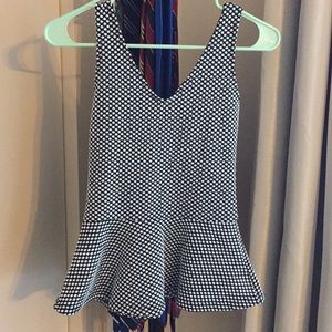 Peplum black and white top
